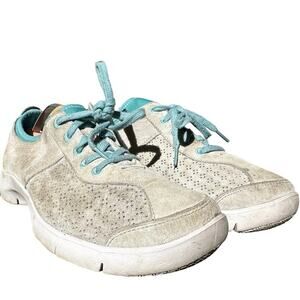 Dansko Elise Running Shoes Lace Up Suede Leather Comfort Gray Blue EU 39 US 8.5
